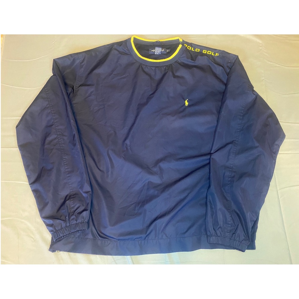 Vintage Polo Golf Ralph Lauren Windbreaker Mens XL Navy Blue Side Zip Pullover